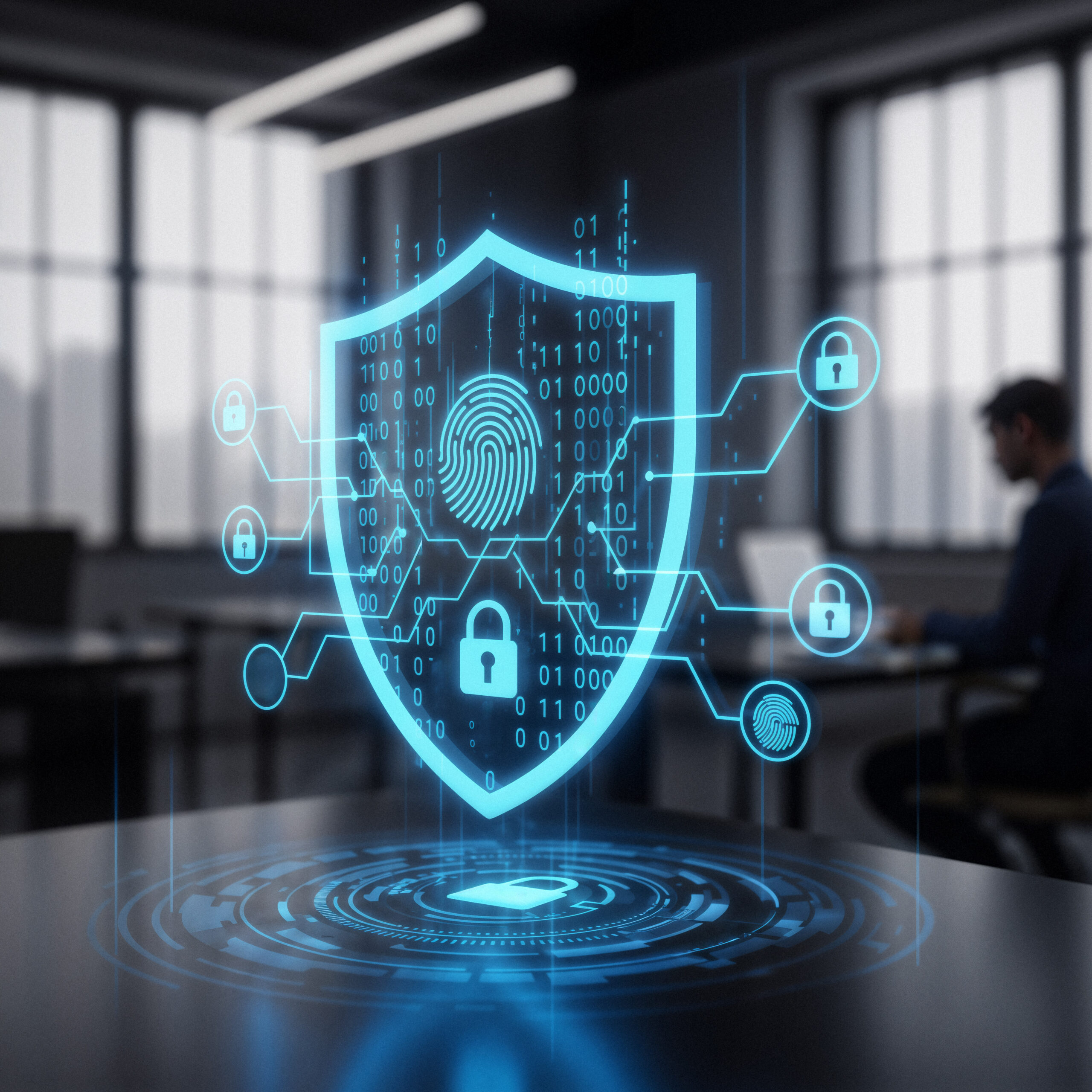 Related image in category for ISO/IEC 27001 Information Security Management System-Lead Auditor post | cybersecurity data protection concept futuristic shield lock scaled