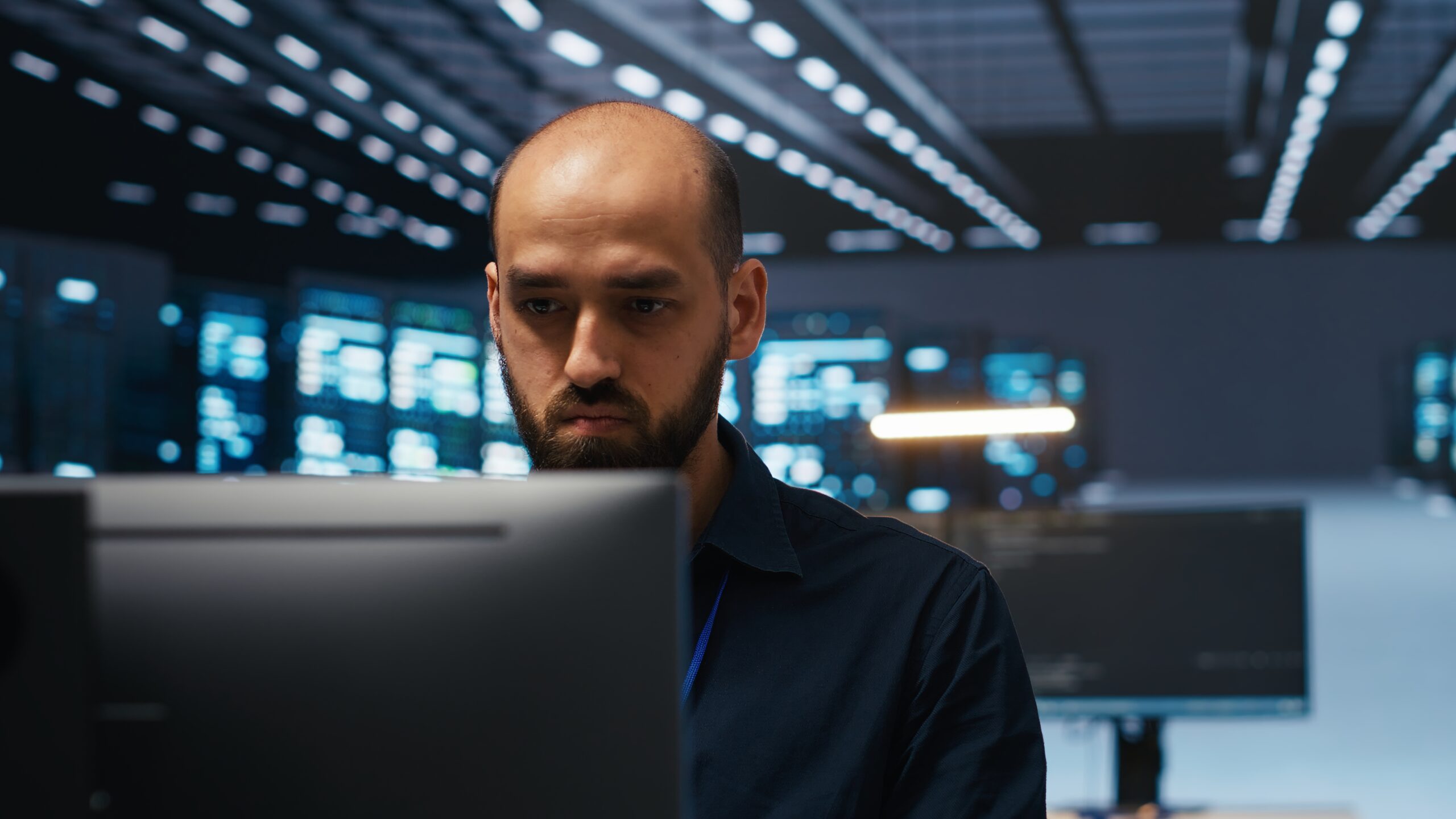 IT technician protecting supercomputers against unauthorized access